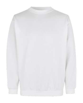 Stilfuld hvid herresweatshirt med rund hals – Udsalg!