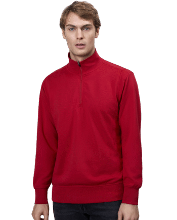 Klassisk rød herresweatshirt med lynlås – Komfortabel stil!