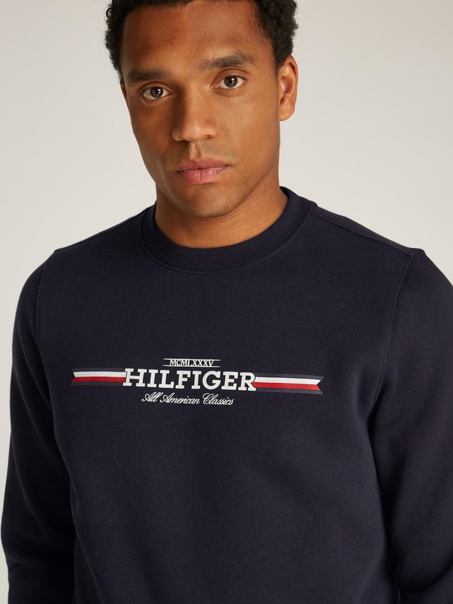 Hilfiger Stribet Sweatshirt i Lys Blå – Fantastisk Tilbud!