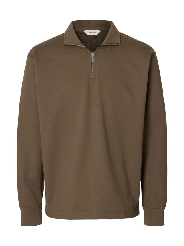 Slhrelaxluke Halv Zip Sweatshirt – Brun Udsalg!