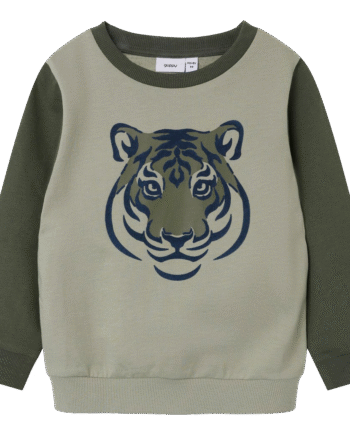 Guppy Lacon Børnesweatshirt med Tigerprint - Seagrass
