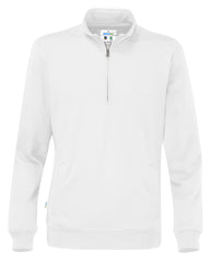 Moderne Halvzip Unisex Sweatshirt i Hvid - Tidløs Klassiker