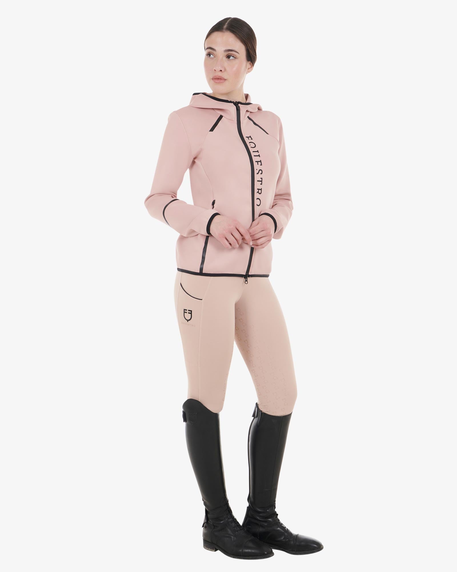 Equestro Hættetrøje Dame Techno Hoodie Zip Cameo Rose Cameo Rose