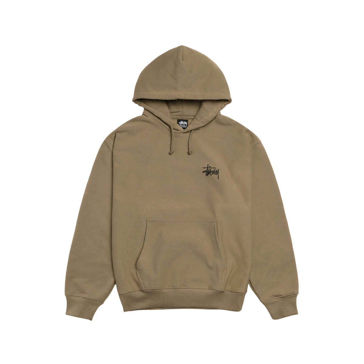 Stussy Basic Hoodie i Armygrøn - Klassisk Hættetrøje
