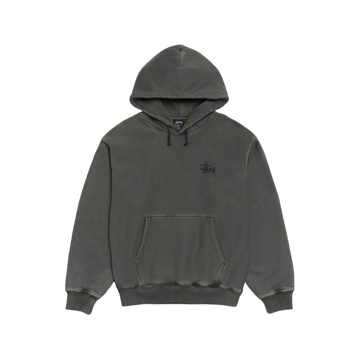 Stussy Basic Hoodie - Pigmentfarvet Sort med Unik Stil