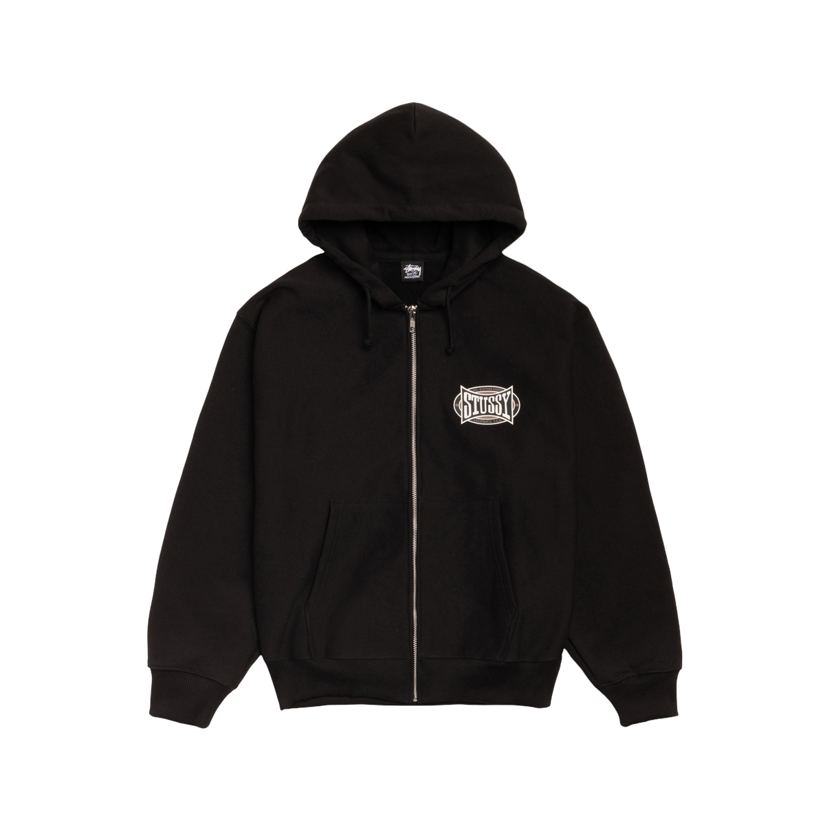 Stussy Champion Oval Zip Hoodie - Sort Streetwear Must-Have