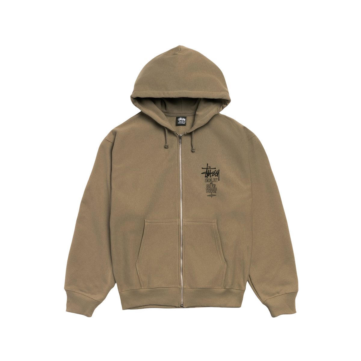 Stussy Swim Out Zip Hoodie i Armygrøn - Trendy og Komfortabel