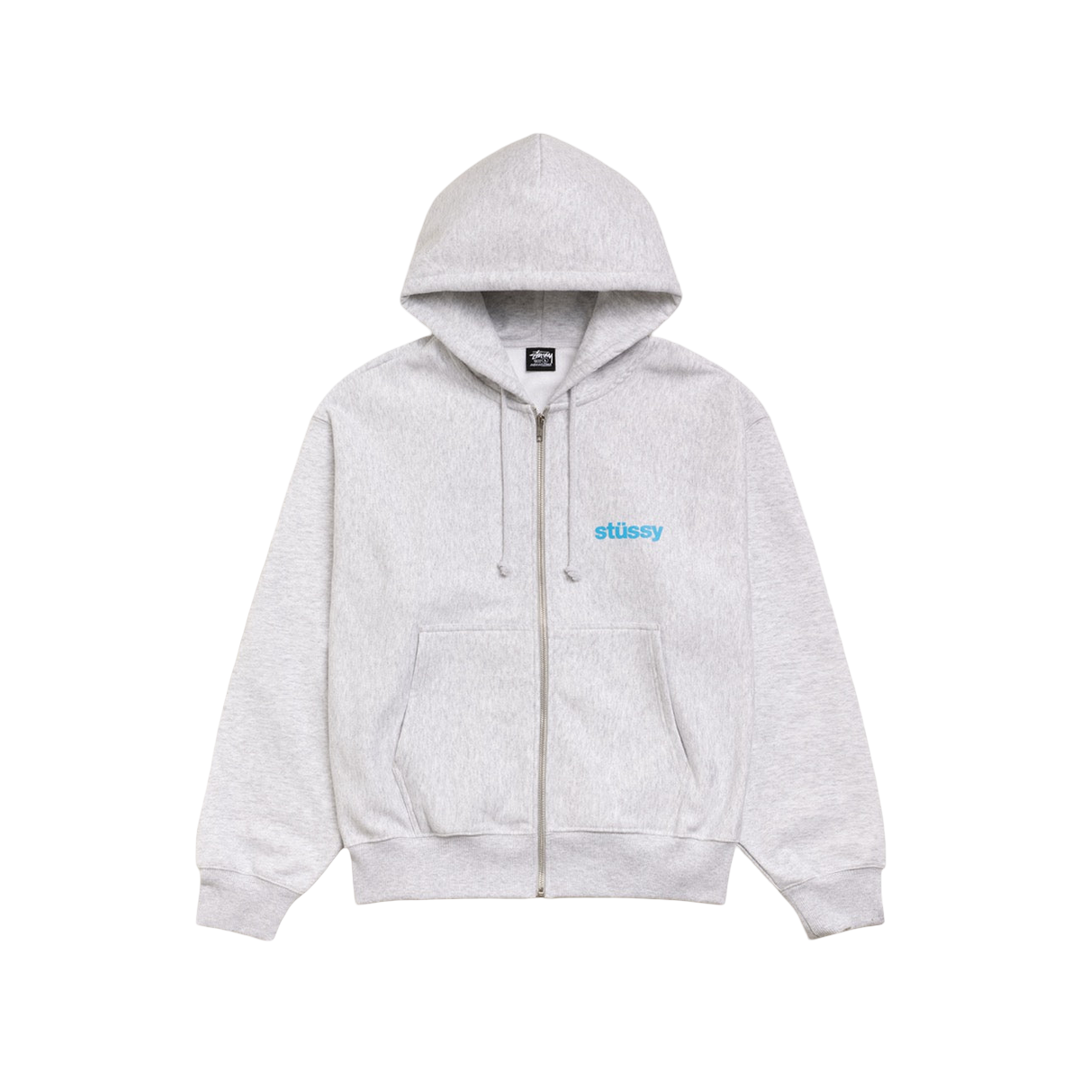Stussy Built Tough Zip Hoodie i Ash Heather - Grafisk Stil