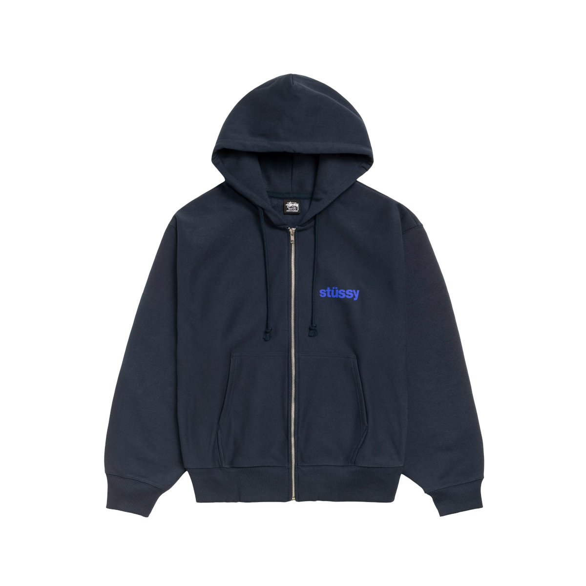 Stussy Built Tough Zip Hoodie i Navy - Streetwear Stil