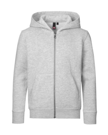 Unisex Børne Zip Hoodie i Grå Melange – Hurtig Levering!