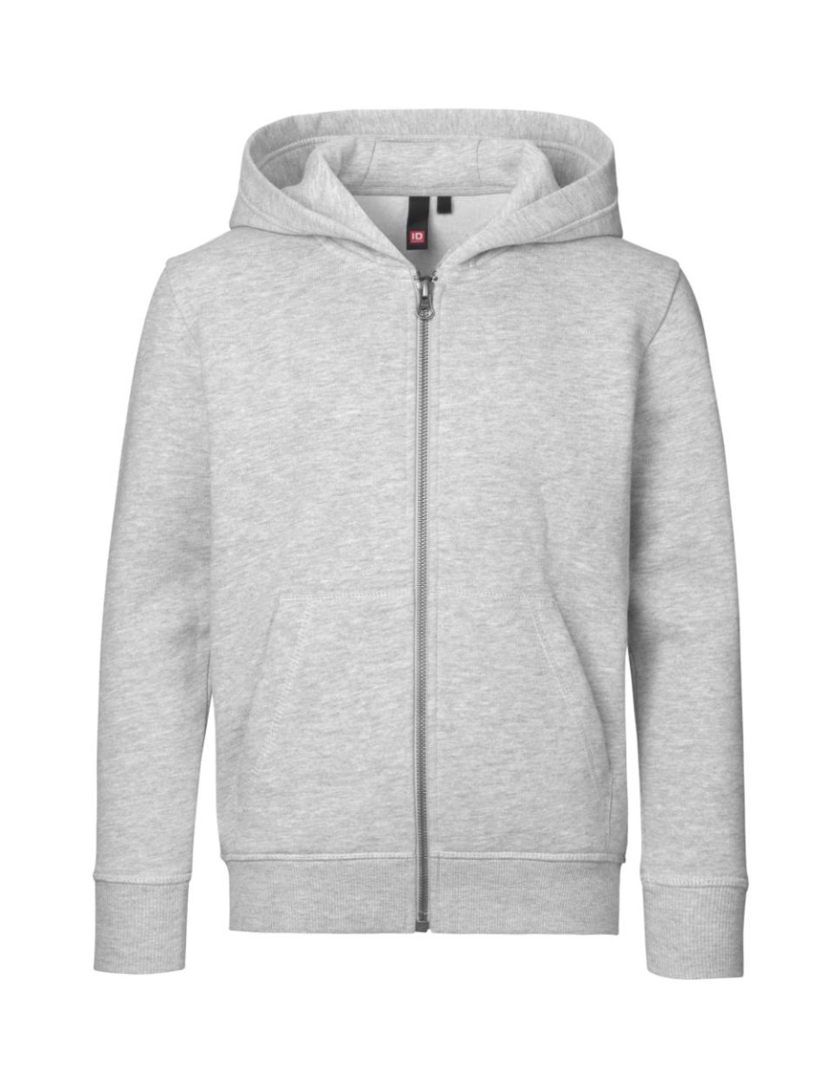 Unisex Børne Zip Hoodie i Grå Melange – Hurtig Levering!