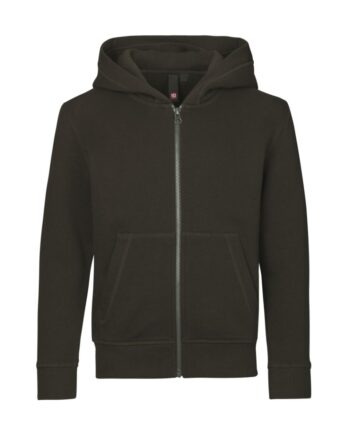 Olivenfarvet zip hoodie til børn – Komfortabel og stilfuld!