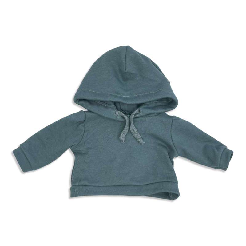 Håndsyet Antikgrøn Hoodie til Dukker - Stilfuld Elegance