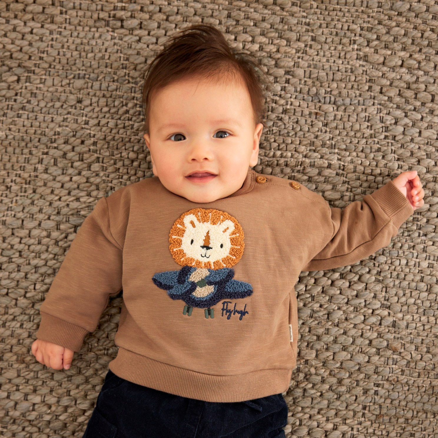 Minymo Baby Sweatshirt med Sødt Broderi – Caribou