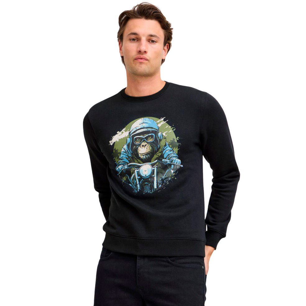 Stilfuld Sort Sweatshirt med Unikt Print - Udsalg!
