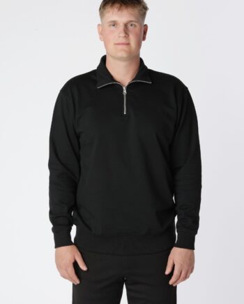 Essentiel Halv Lynlås Sweatshirt i Sort – Tidløs Stil