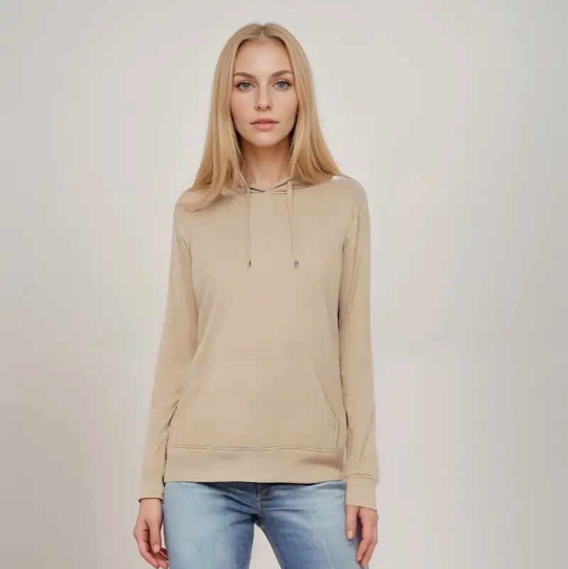 Stilfuld sandfarvet hoodie til kvinder – din nye favorit!