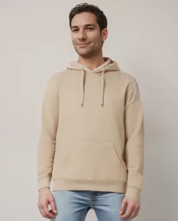 Sandfarvet hoodie til mænd – Stil og komfort hver dag