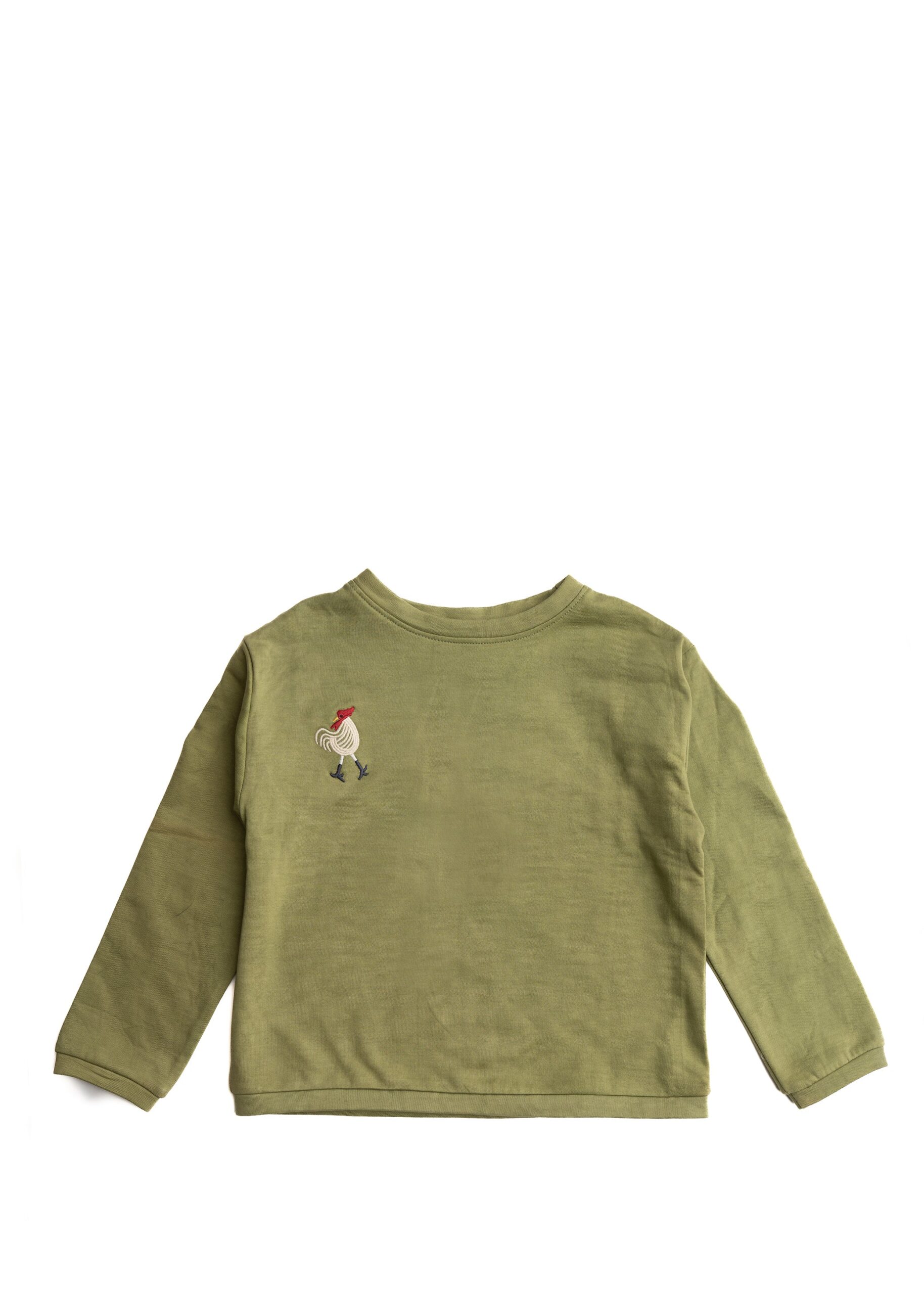 Karl Sweatshirt i Sage Grøn med Unikt Hanebroderi
