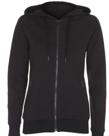 Økologisk Sort Hoodie med Lynlås til Aktive Kvinder