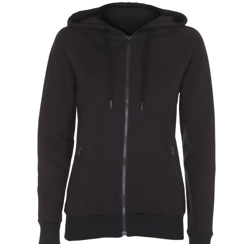Økologisk Sort Hoodie med Lynlås til Aktive Kvinder