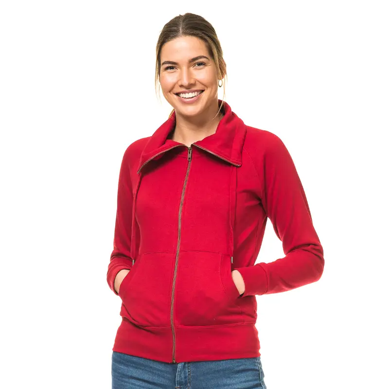Vinrød Dame Sweatshirt med Lynlås - Tidløs Elegance!