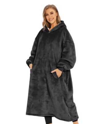 Oversized Hoodie Tæppe i Mørkegrå – Komfortabel og Stilfuld