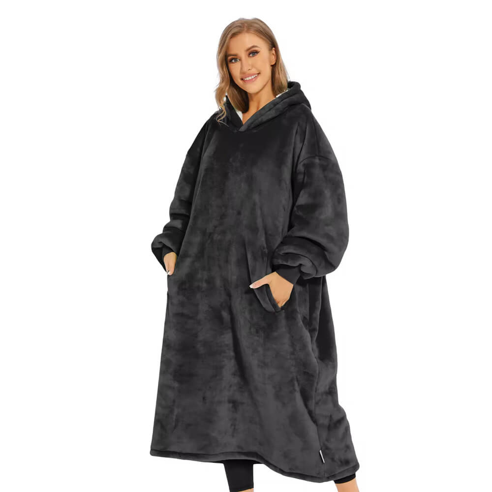 Oversized Hoodie Tæppe i Mørkegrå – Komfortabel og Stilfuld