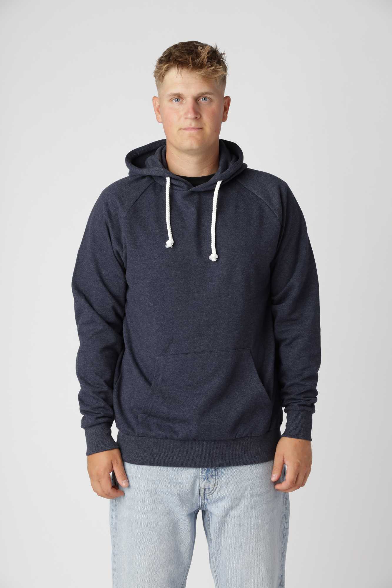 Meleret Blå Basic Hoodie til Hverdagskomfort