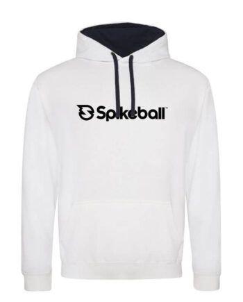 Spikeball Hættetrøje i Hvid med Navy Blå Detaljer
