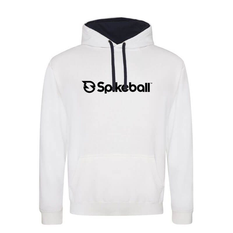 Spikeball Hættetrøje i Hvid med Navy Blå Detaljer