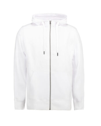 Opdateret Hvid Herre Hoodie med Lynlås – Stilfuld og Komfortabel!