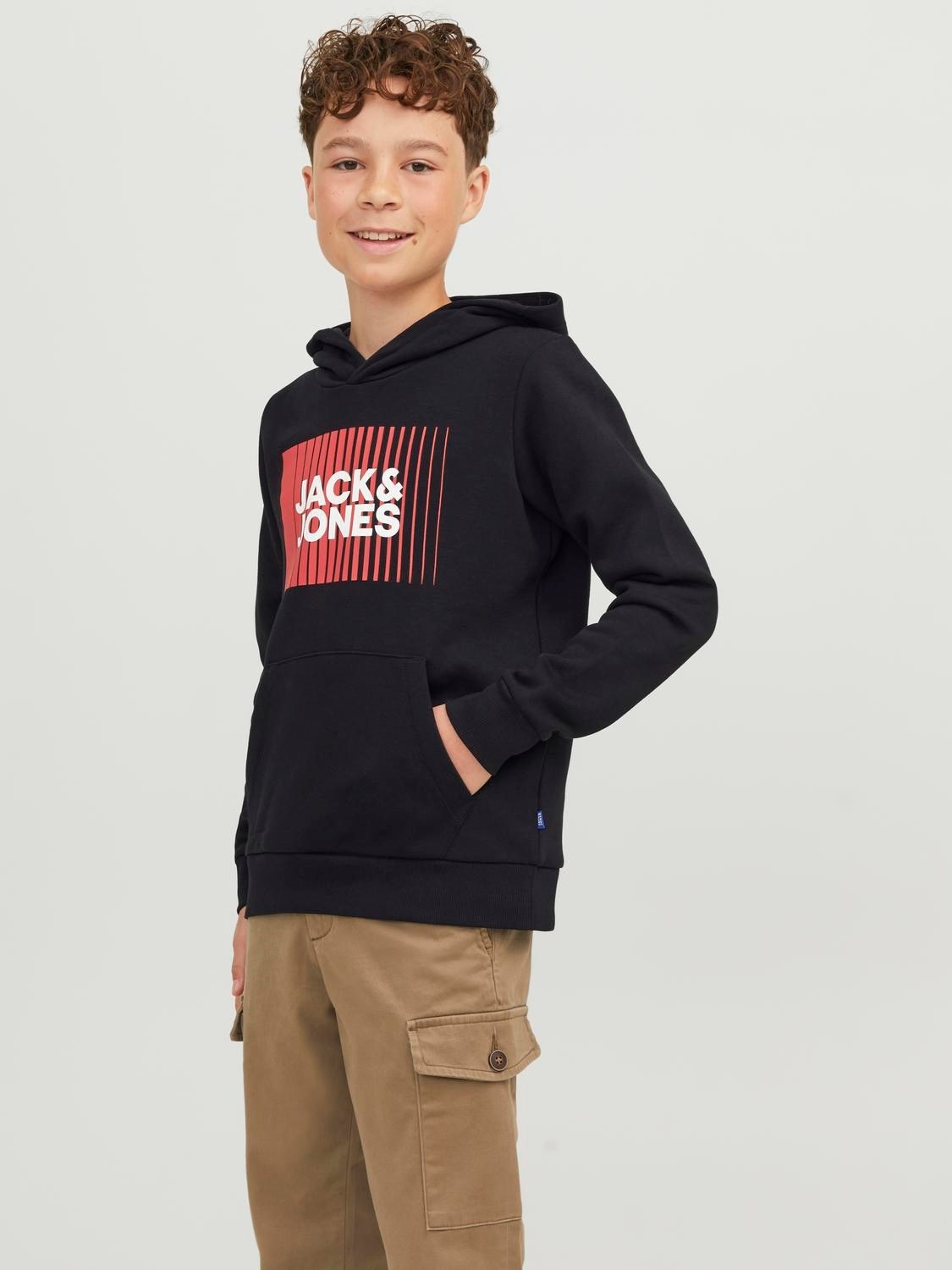 Jack & Jones Junior Hoodie - Sort, Hurtig Levering!