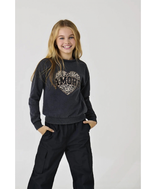 KIDS ONLY Mørkegrå Sweatshirt til Piger - Trendy Komfort