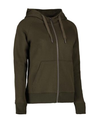 Elegant Oliven Hættecardigan med Lynlås – Fantastisk Tilbud!