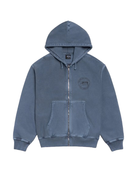 Stussy Wear Navy Pigment Dyed Zip Hoodie – Unik Stil!
