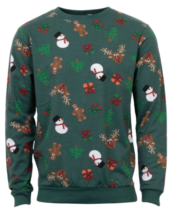Jule Sweatshirt Unisex Mørk Grøn med Rensdyrmotiv