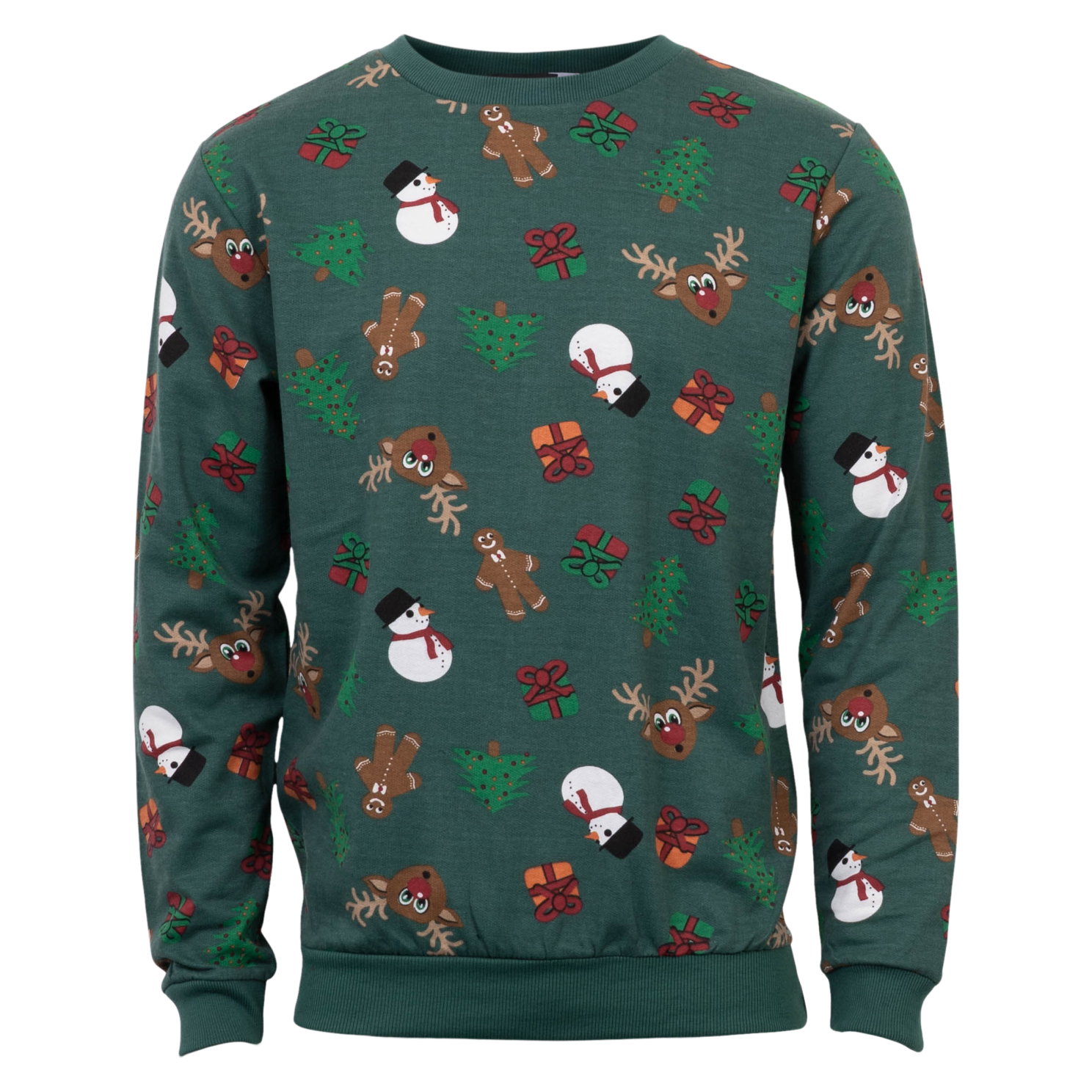 Jule Sweatshirt Unisex Mørk Grøn med Rensdyrmotiv