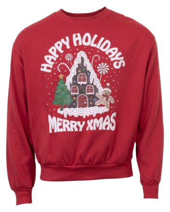 Julefrokost Sweatshirt - Rød med Happy Holidays Design